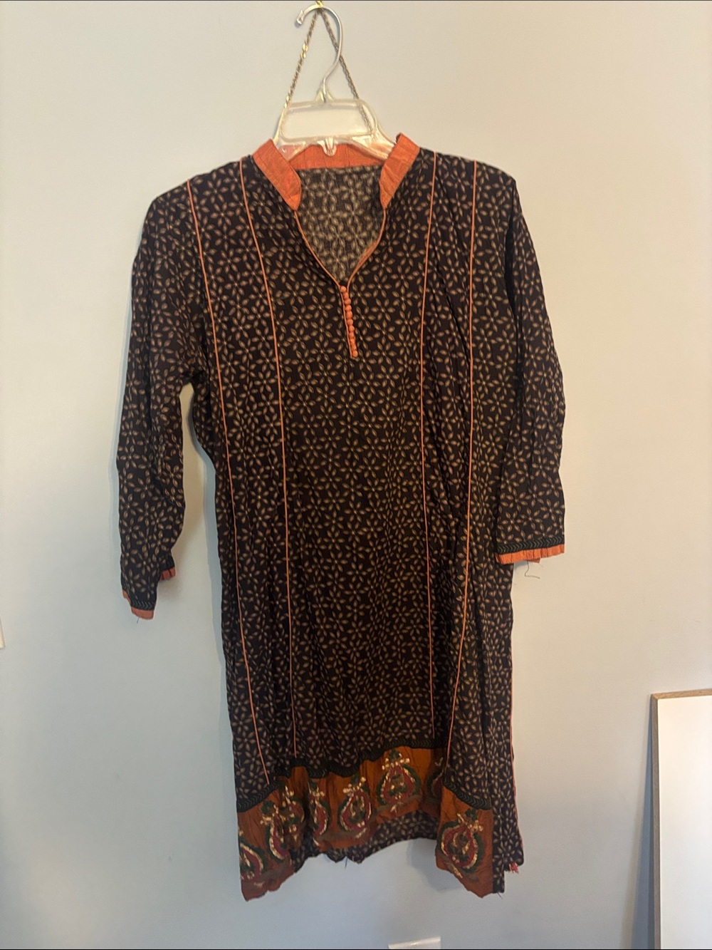 Black and Rust Printed Women's Tunic Dress